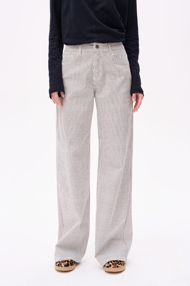 Spodnie Damskie 3D 8062 Stripes Ecru / Grey