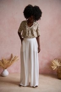 Spodnie Damskie Queen BS Ecru