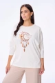Bluzka Damska Alida 3/4 Rękaw Plus Size Ecru