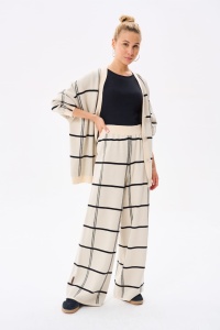 Spodnie Damskie Vinci BS Krata Jasny Beż