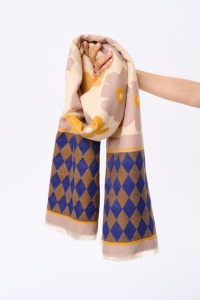 Szal Damski Double Face AW24 #3 BS Kobalt/Musztarda