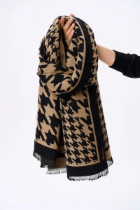 Szal Damski AW24 #2 BS Pepitka Czarny / C. Beż
