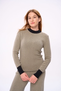 Golf Damski Cozy Czarny / Beż