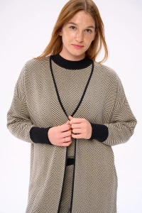 Kardigan Damski Cozy Czarny / Beż