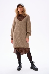 Sukienka Swetrowa Dżiri Ciepły Beż
