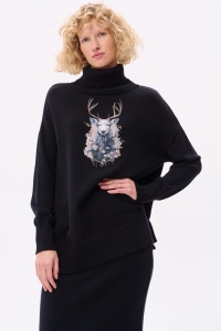Sweter Damski Lyly Czarny / Jeleń