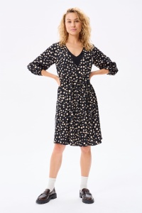 Sukienka Monka Plus Size Czarny / Grochy Beż