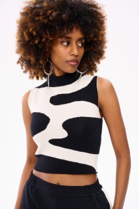 Bluzka Damska Deyon Patches Ecru Black