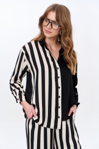 Koszula Damska Elwira Stripes Black / Pannacotta