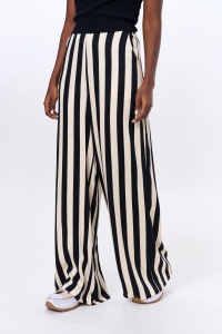 Spodnie Damskie Elwira Stripes Black / Pannacotta