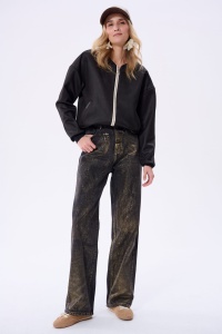 Jeansy Damskie 3D 1266-1 Czarny / Złoty