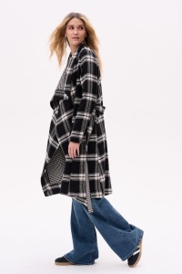 Płaszcz Damski Varnika BS Krata Czarny / Biały
