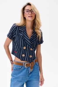 Marynarka Damska Wooly Plus Size Paski Granat