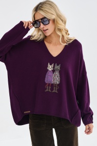 Bluzka Damska Cats Plum