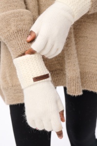 Rękawiczki Damskie Mitenki ST 2113 Ecru