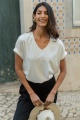 T-shirt Damski Mango Ecru