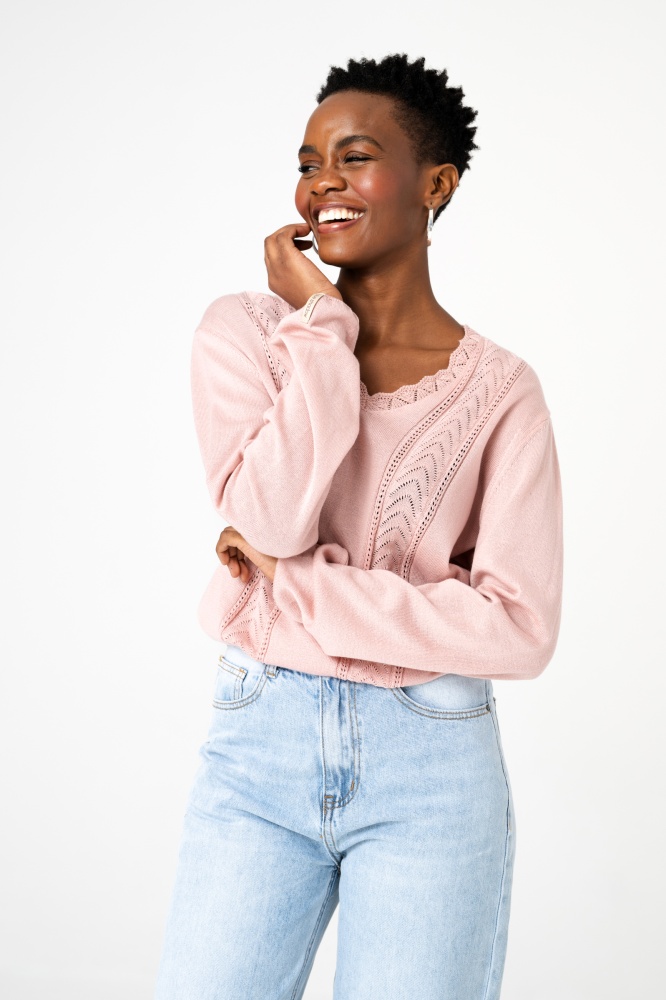 Sweter Damski Poze Powder Pink