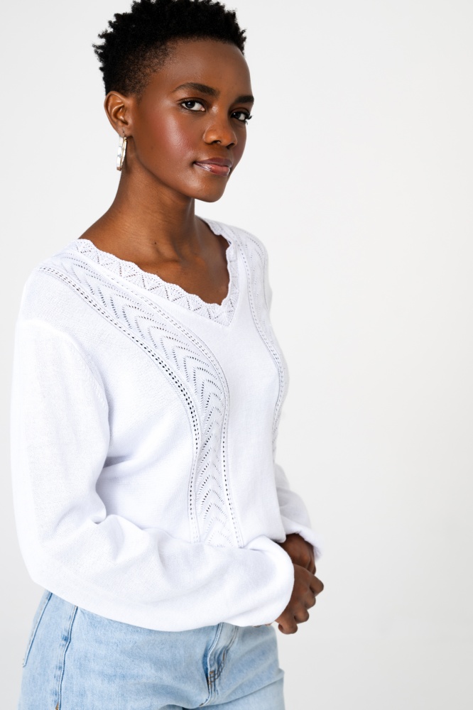 Sweter Damski Poze Ecru