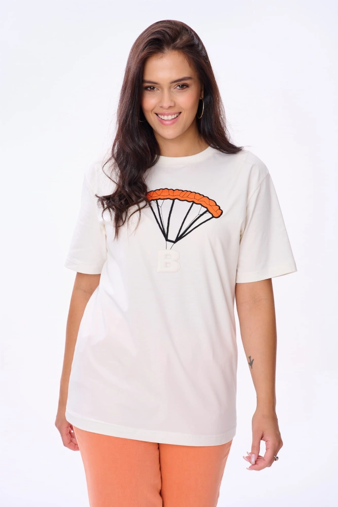 T-Shirt Spadochron Plus Size Ecru