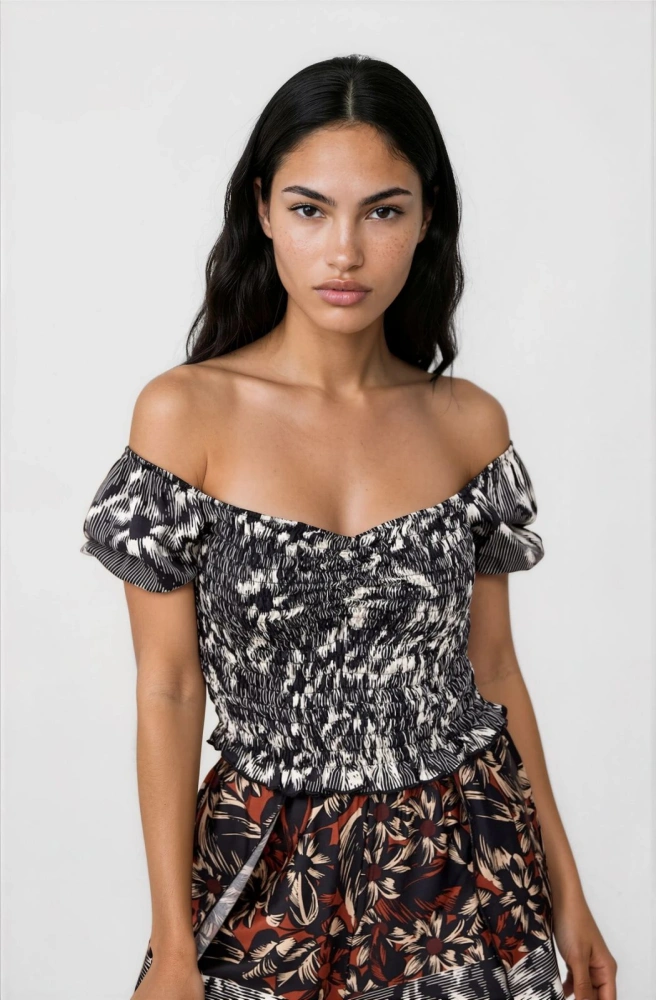 Bluzka Damska Tirra BS Ekri / Czarny