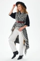 Ponczo Damskie AW24 #1 2 Krata Camel