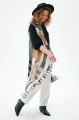 Ponczo Damskie AW24 #1 2 Krata Camel