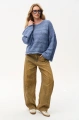 Sweter damski, luźny fason z fantazyjnym ażurowo-strukturalnym splotem Hiro Denim