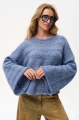 Sweter damski, luźny fason z fantazyjnym ażurowo-strukturalnym splotem Hiro Denim