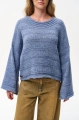 Sweter damski, luźny fason z fantazyjnym ażurowo-strukturalnym splotem Hiro Denim