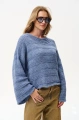 Sweter damski, luźny fason z fantazyjnym ażurowo-strukturalnym splotem Hiro Denim