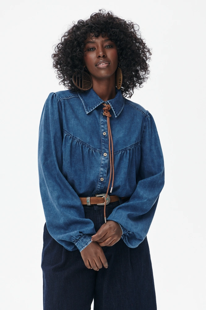 Koszula jeansowa damska z karczkiem Inga Denim