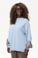 Sweter damski z dekoracyjnymi rękawami Celeste 2 Light Blue / 16250 Zenit