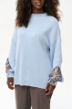Sweter damski z dekoracyjnymi rękawami Celeste 2 Light Blue / 16250 Zenit