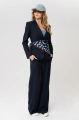 Taliowana marynarka w komplecie do spodni Marietta Dark Navy