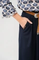 Spodnie palazzo z tkaniny garniturowej Vida Dark Navy