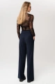 Eleganckie spodnie z karczkiem i wiązaniem Amanda Dark Navy
