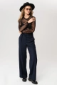 Eleganckie spodnie z karczkiem i wiązaniem Amanda Dark Navy