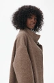 Minimalistyczna, długa kurtka damska z wełną Missy Dark Beige