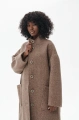Minimalistyczna, długa kurtka damska z wełną Missy Dark Beige