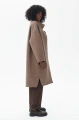 Minimalistyczna, długa kurtka damska z wełną Missy Dark Beige