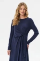 Dzianinowa sukienka midi z wiązaniem Tess Dark Navy