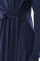 Dzianinowa sukienka midi z wiązaniem Tess Dark Navy