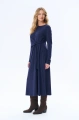 Dzianinowa sukienka midi z wiązaniem Tess Dark Navy