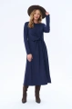 Dzianinowa sukienka midi z wiązaniem Tess Dark Navy