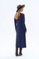 Dzianinowa sukienka midi z wiązaniem Tess Dark Navy