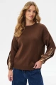 Sweter damski z dekoracyjnymi rękawami Celeste 2 Dark Brown