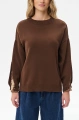 Sweter damski z dekoracyjnymi rękawami Celeste 2 Dark Brown