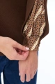 Sweter damski z dekoracyjnymi rękawami Celeste 2 Dark Brown