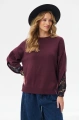 Sweter damski z dekoracyjnymi rękawami Celeste 2 Aubergine / Dpa 207