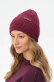 Czapka damska typu beanie z klasycznym prążkowanym splotem Galya Wine